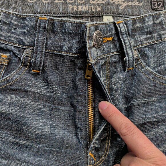 Guess Premium Jeans Mens 32x30 Lincoln Slim Straight Blue Denim - Picture 4 of 14